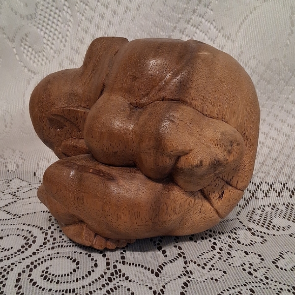 Other - Vintage Carved Teak Weeping Buddha
